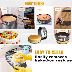 Premium 3-Piece Springform Cake Pan Set – Non-Stick Round Baking Pans for Cheesecake, Cake & Dessert