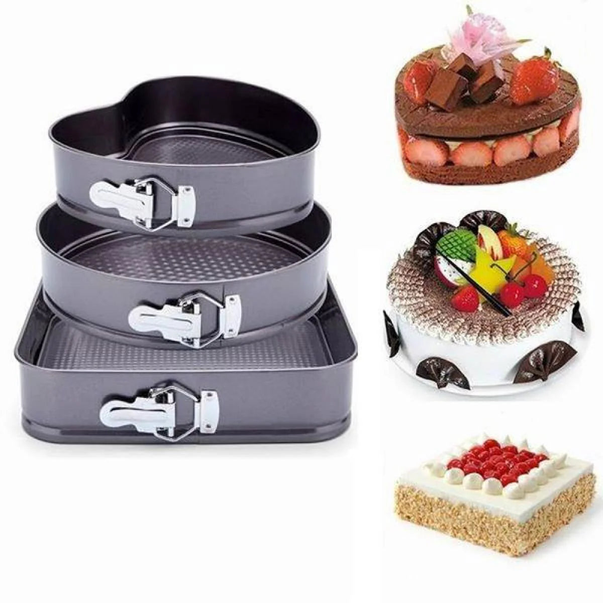 Premium 3-Piece Springform Cake Pan Set – Non-Stick Round Baking Pans for Cheesecake, Cake & Dessert