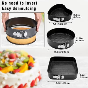 Premium 3-Piece Springform Cake Pan Set – Non-Stick Round Baking Pans for Cheesecake, Cake & Dessert