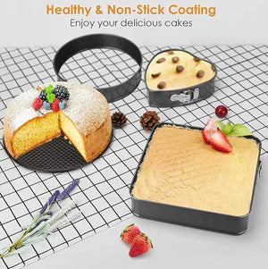 Premium 3-Piece Springform Cake Pan Set – Non-Stick Round Baking Pans for Cheesecake, Cake & Dessert